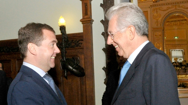 Prime Minister Dmitry Medvedev meets with Italian Prime Minister Mario Monti