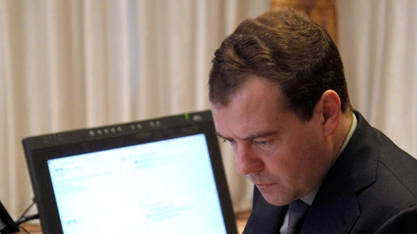 Prime Minister Dmitry Medvedev holds a video conference on the situation in regions affected by abnormally high temperatures