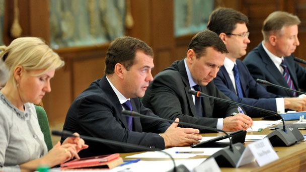 Prime Minister Dmitry Medvedev during a meeting on the socioeconomic development of the Sakhalin Region in Yuzhno-Sakhalinsk