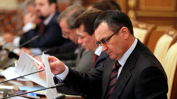 Minister of Agriculture Nikolai Fyodorov at a government meeting