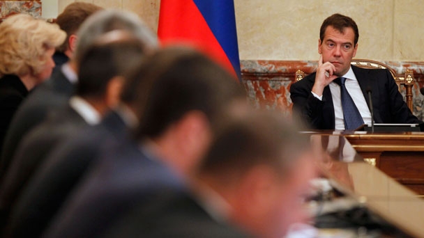 Prime Minister Dmitry Medvedev holds a Government meeting