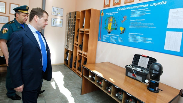 Председатель Правительства Российской Федерации Д.А.Медведев посетил пожарную часть 5-го отряда Федеральной противопожарной службы по Томской области