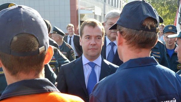 Председатель Правительства Российской Федерации Д.А.Медведев посетил пожарную часть 5-го отряда Федеральной противопожарной службы по Томской области