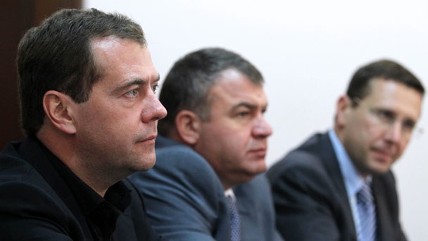 Dmitry Medvedev and President of South Ossetia Leonid Tibilov