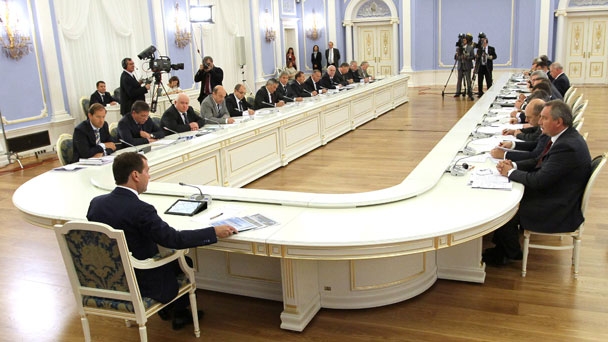 Prime Minister Dmitry Medvedev holds a meeting on the quality and reliability of space equipment