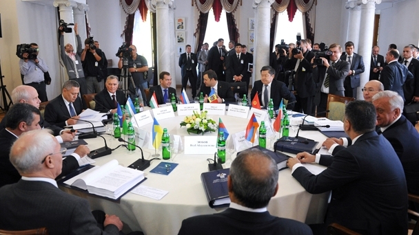 Prime Minister Dmitry Medvedev during a meeting of the CIS Council of Heads of Government