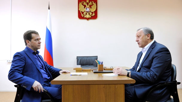 Prime Minister Dmitry Medvedev meeting with Saratov Region Governor Valery Radayev