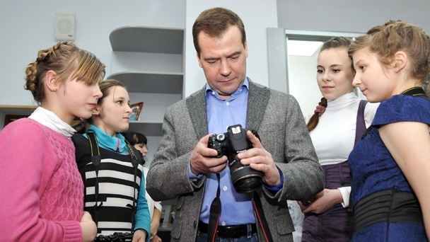 Dmitry Medvedev and his wife Svetlana visit the Zvyozdny orphanage