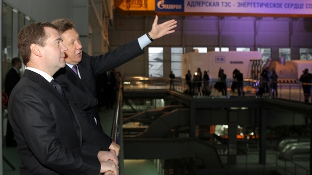 Prime Minister Dmitry Medvedev and Gazprom CEO Alexei Miller