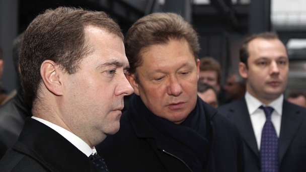 Prime Minister Dmitry Medvedev and Gazprom CEO Alexei Miller