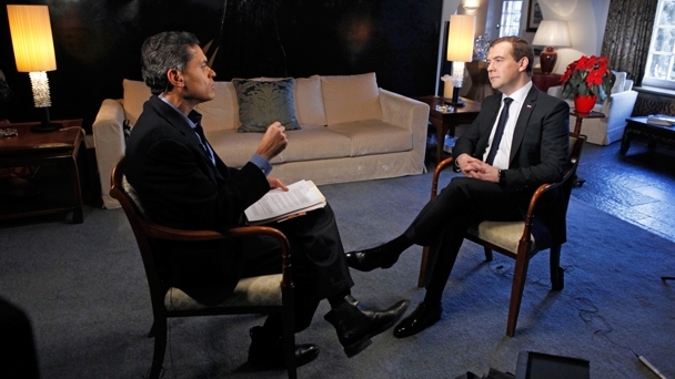 Dmitry Medvedev in a CNN interview