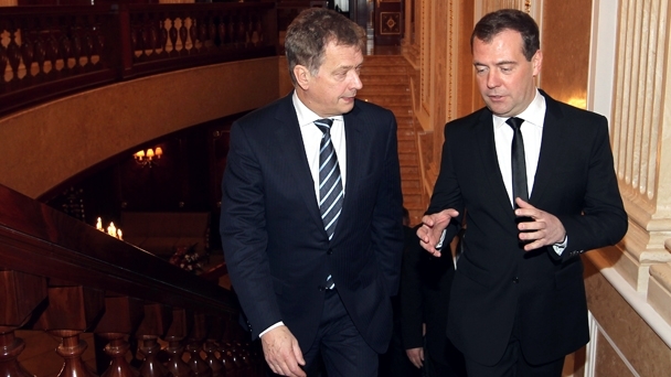 Председатель Правительства России Дмитрий Медведев и Президент Финляндии Саули Ниинистё