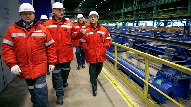 Посещение рельсобалочного цеха ОАО «ЕВРАЗ Объединённый Западно-Сибирский металлургический комбинат»