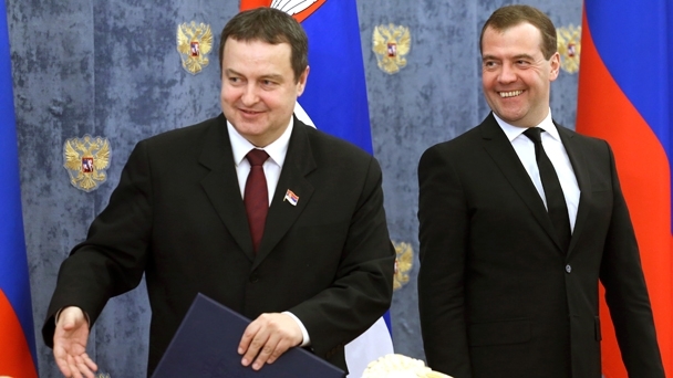 Prime Minister Dmitry Medvedev and Serbian Prime Minister and Minister of Internal Affairs Ivica Dačić