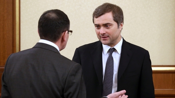 Minister of Agriculture Nikolai Fyodorov and Deputy Prime Minister and Chief of the Government Staff Vladislav Surkov